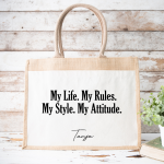 Personalizirana torba iz jute z žepkom: My Life. My Rules