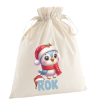 Personalizirana vreča za darila (žakelj): ptiček z božično kapo