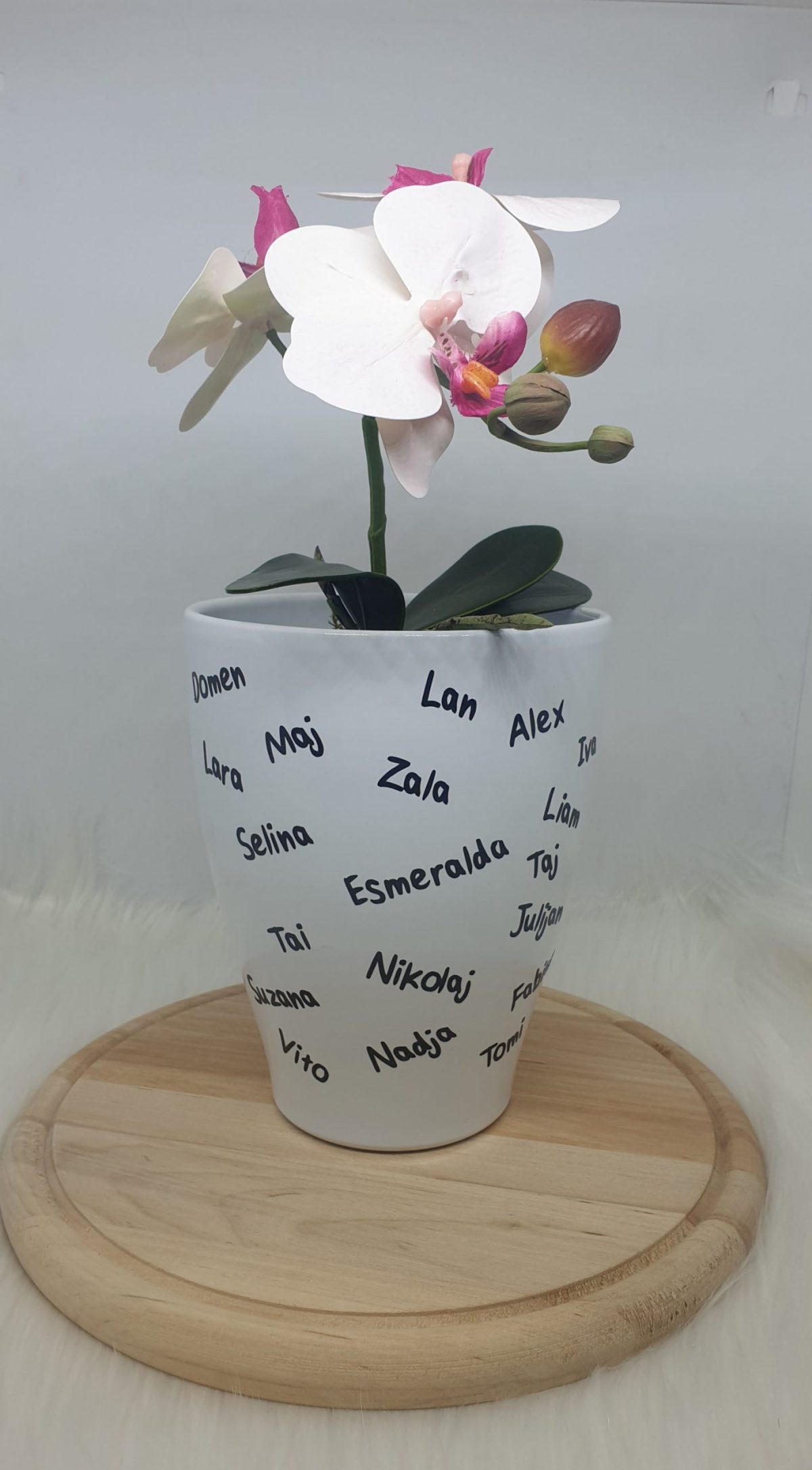 Keramičen cvetlični lonček za orhideje različne barve: Hvala, da nam pomagaš/pomagate rasti. - slika 2