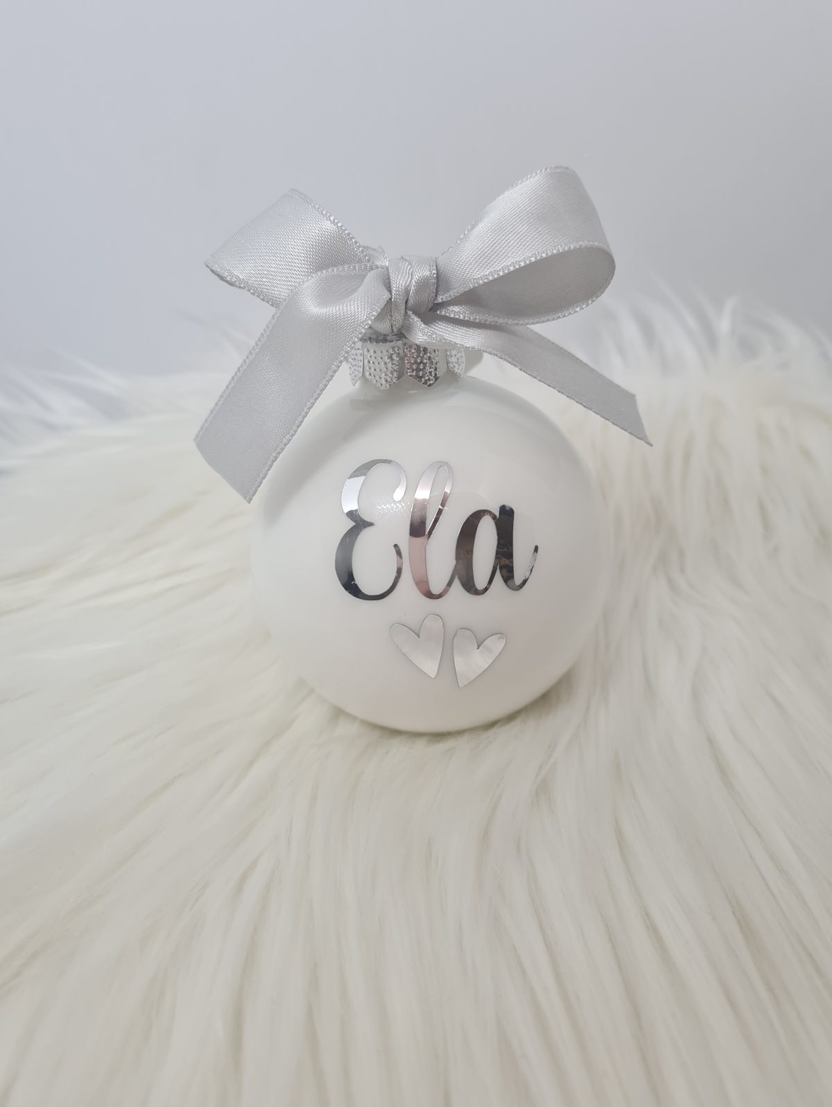 Personalizirana bunkica (okrasek za smrečico) - bela - slika 3