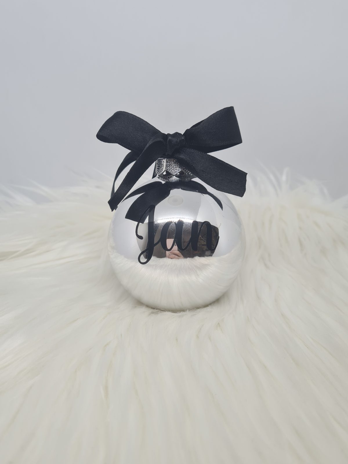 Personalizirana bunkica (okrasek za smrečico) - srebrna - slika 3