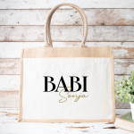 Personalizirana torba iz jute z žepkom: babi in ime