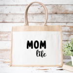 Personalizirana torba iz jute z žepkom: mom life