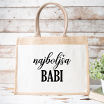 Personalizirana torba iz jute z žepkom: najboljša babi