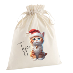 Personalizirana vreča za darila (žakelj): mucek z božično kapo