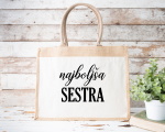 Personalizirana torba iz jute z žepkom: najboljša sestra