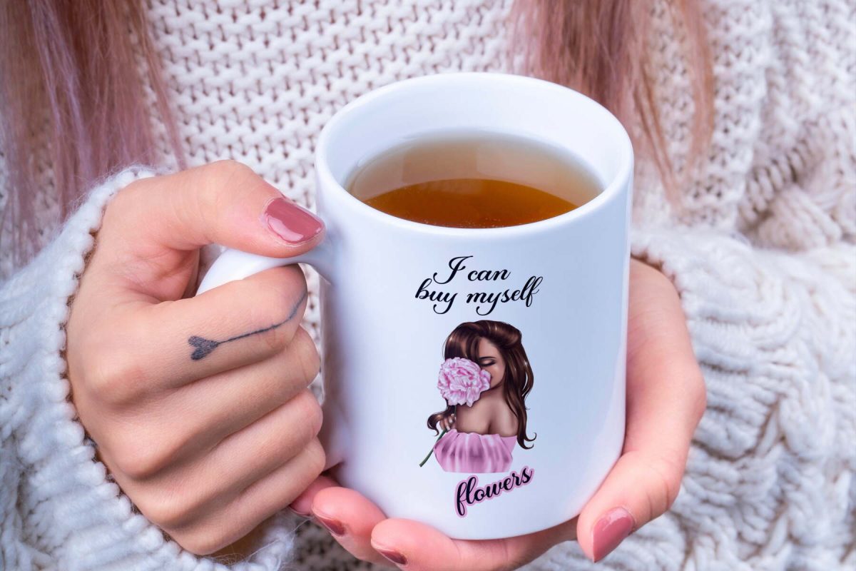 Skodelica I can buy myself flowers (rjavolaska) - slika 2
