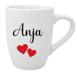 Skodelica personalizirano ime in dva srčka