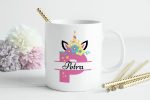 Skodelica unicorn inicialka – personalizirano ime