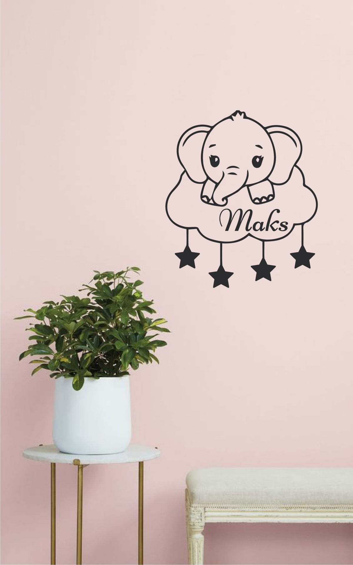 Stenska nalepka: slonček fantek z oblačkom - slika 3