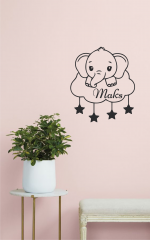 Stenska nalepka: slonček fantek z oblačkom - slika 3