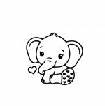 Stenska nalepka: slonček s srčki