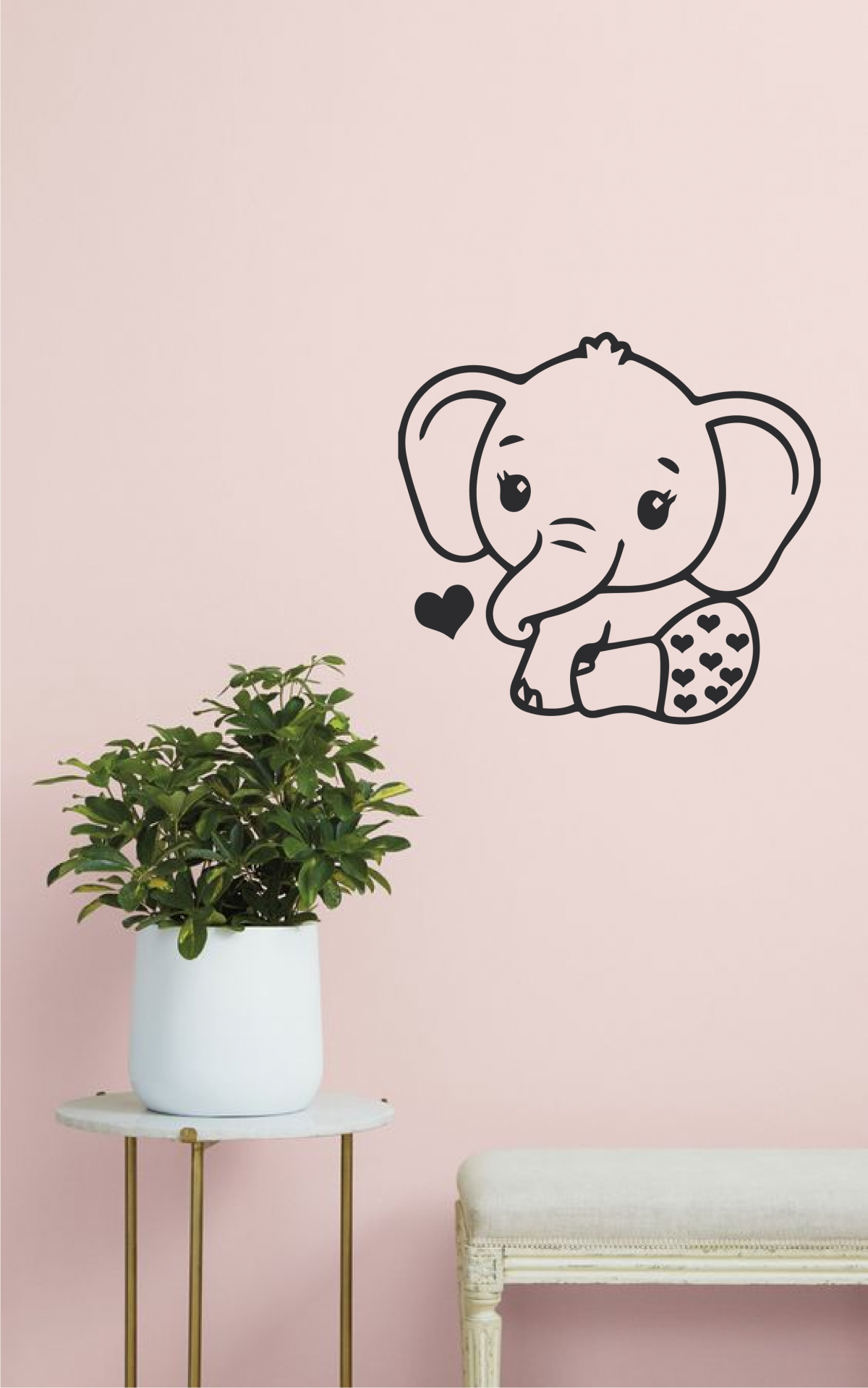 Stenska nalepka: slonček s srčki - slika 3