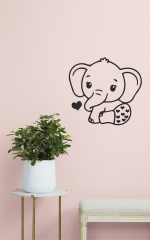 Stenska nalepka: slonček s srčki - slika 3