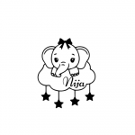 Stenska nalepka: slonček punčka z oblačkom