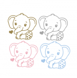 Stenska nalepka: slonček s srčki - slika 2